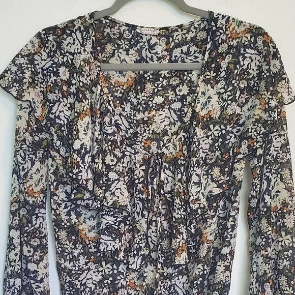 Intimately Free People Cottage Floral Bodysuit XS Ruffle Blousy Whimsy Fairy Top - Picture 5 of 10